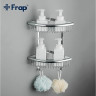 Полка FRAP F352-16 2-ярусная угловая с крючками, черный матовый